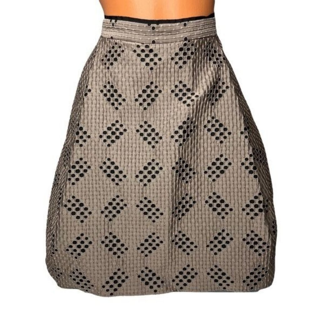 Gianfranco Ferre Ittierre Skirt Tan Black Pleated Knee Length ITALY Size 6